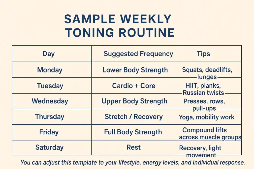 Achieving the Perfect Tone: How Often Should You Exercise for Results? 4 Weekly exercise Rhyl plan graphic