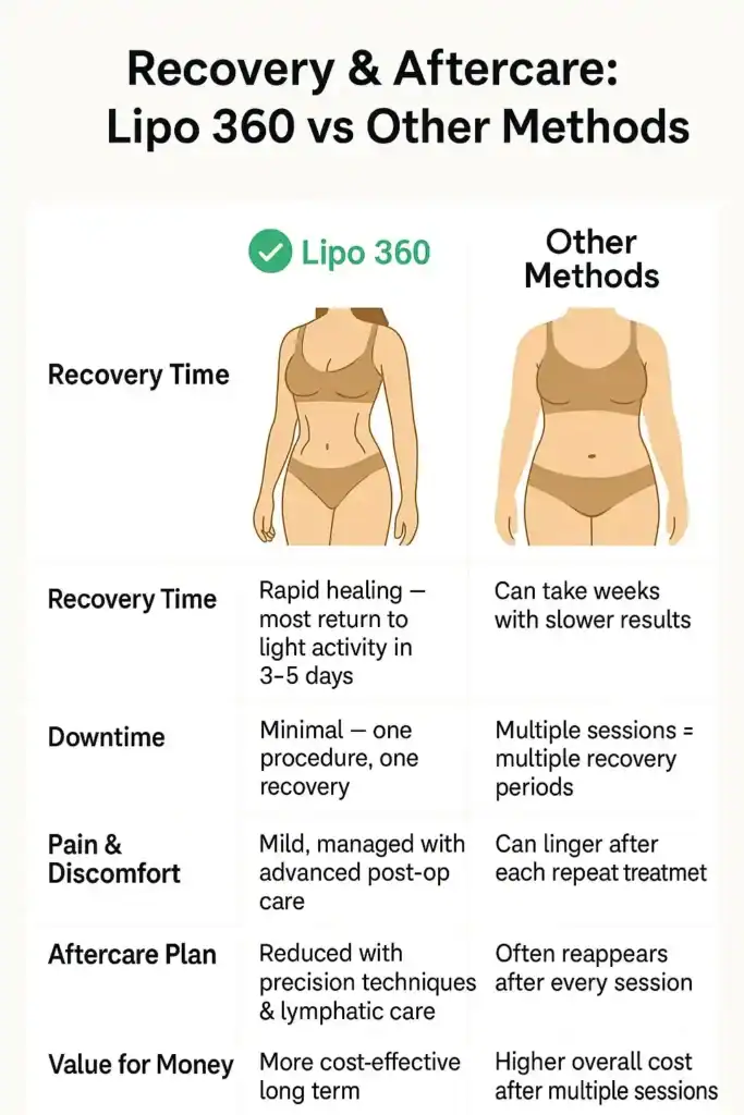 Recovery and Aftercare for Fat-Dissolving Surgery 2 Table to show fat dissolving injection aftercare Rhyl