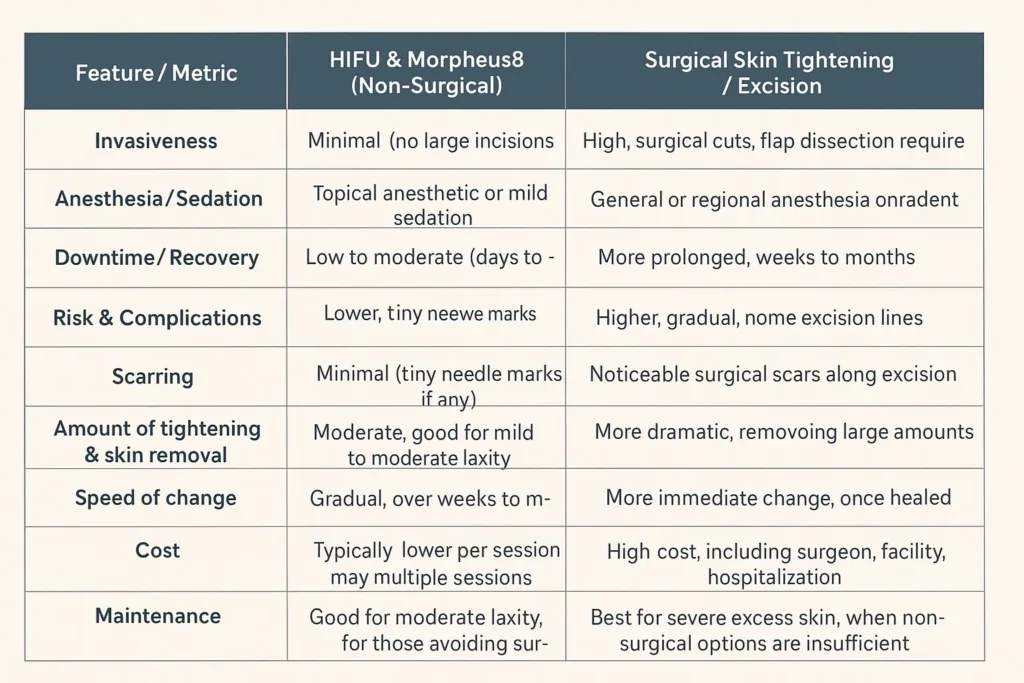 The Science of Skin Tightening 2 Table of skin tightening Rhyl benefits compared to surgical options